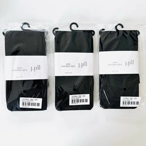 J. Jill 3 Paar schwarze feste Mikrofaser Strumpfhosen neu 1X-2x 160-200Lb Petite - Bild 1 von 3