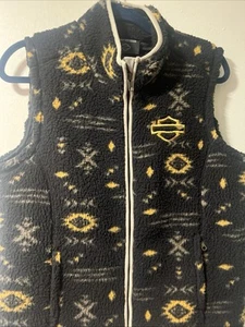 Harley-Davidson motorcycle Sherpa Vest allover Large Zipper Pockets - Picture 1 of 14