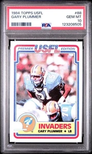 Tarjeta de novato 1984 Topps USFL Gary Plummer RC #88 PSA 10 gemas como nueva *pop 14 - Imagen 1 de 4