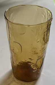 Vtg Decatur Thumbprint Amber/Gold Texglass Tumbler Glasses MCM 5⅜" Tex Glass - Picture 1 of 3