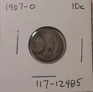 1907-O Barber Dime New Orleans Mint 90% Silver US 10c Coin (#117-12485/RB8) - Picture 1 of 4