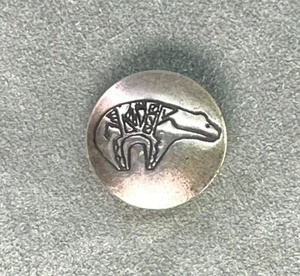 One Native American Stamped Sterling Silver Button Cover Zuni Bear Design - Picture 1 of 5