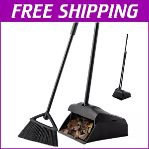Durable Long Handle Broom and Dustpan Set for Efficient Indoor/Outdoor Cleaning - Picture 1 of 10