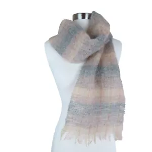 Vintage 70s 80s REDLEAF Neutral Beige Gray Scottish Mohair & Wool Winter Scarf - Picture 1 of 6