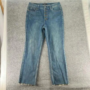 Kenneth Cole Blue Jeans Button Fly High Rise Ankle Womens Size 10 Straight Leg - Picture 1 of 9