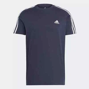Men's Size S -Adidas Essentials Single Jersey 3-Stripes T-Shirt Black Activewear - Picture 1 of 4