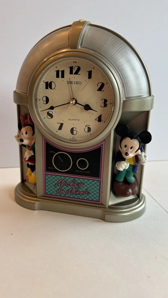 Relógio despertador vintage Seiko Disney Mickey & Minnie Mouse jukebox discoteca - Imagem 1 de 3