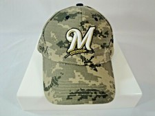 Milwaukee Brewers Miller High Life Baseball Hat Cap SGA Camo Strapback Wheat 