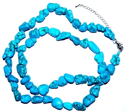 NUEVO COLLAR O PENDIENTES PEPITA PIEDRAS PRECIOSAS HOWLITA TURQUESA AZUL 28" B30 Foto 1 de 3