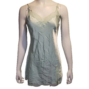 Victoria's Secret Satin Lace Babydoll Chemise Medium Blue Green - Picture 1 of 4