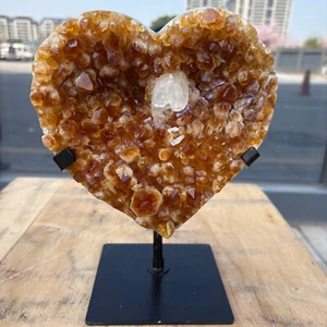 7.7LB Exquisite natural citrine cave heart-shaped cut specimen - Picture 1 of 16