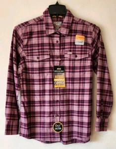 Ariat Rebar Women Purple Plaid Cotton Stretch Button Front Shirt Size Medium - Picture 1 of 5