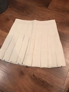 Student Girl’s Pleated Private School Uniform Skirt Shorts Beige NEW Zip Lined - Picture 1 of 11