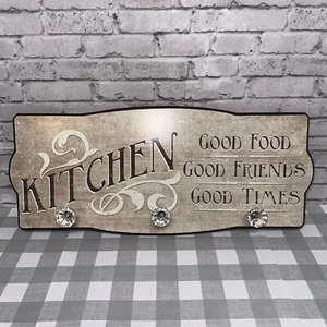 Kitchen Sign Clear Knobs Good Food Friends Times Farmhouse Decor - Picture 1 of 6