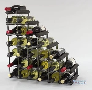 Cranville wine rack storage 27 bottle Black wood and metal assembled - Picture 1 of 5