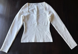 Usado en Excelente Condición Abercrombie & Fitch Mujer Manga Larga Sweetheart Suéter Top Crema Talla M - Imagen 1 de 6