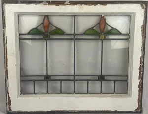 AG1075 Antique c1910 Craftsman Transom Window Tulip Pattern Chicago Quantity! - Picture 1 of 4