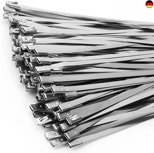 Edelstahl Kabelbinder 100 Stück, 150mm×4,6mm (V2A), Metall Kabelbinder Stark, H - Bild 1 von 8
