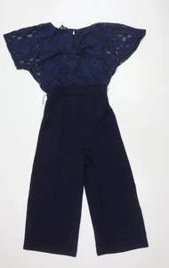 Lipsy London Women's Blue Lace Jumpsuit Size 10 - Picture 1 of 12