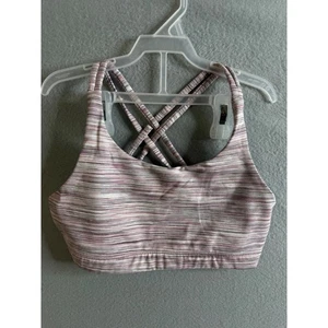 Athleta Girl Sports Bra Girls Large Crisscross Straps Activewear Top Striped - Picture 1 of 9