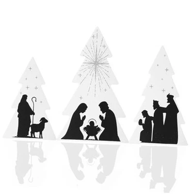  Centro de mesa de madera para belén de Jesús 3 piezas decoración madera blanco negro Navidad  Foto 1 de 4
