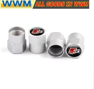 4Pcs/Set Ventilkappen Reifen For Audi S-Logo Aluminium - Silber Ventilkappen * - Image 1 of 2