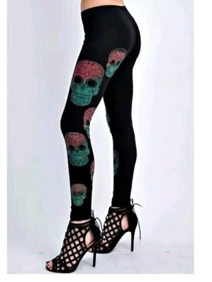 Vocal Bling Estrás Azúcar Calaveras Leggings Talla S Foto 1 de 4