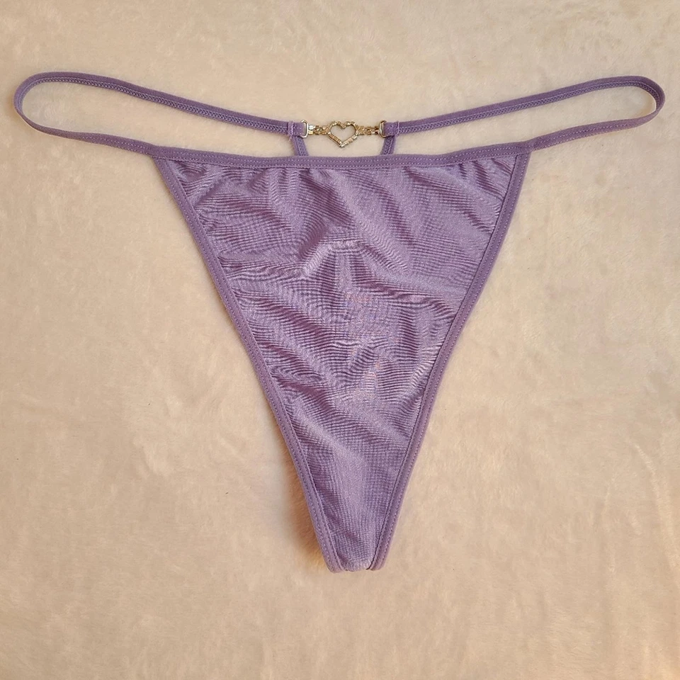 Vintage Secret Treasures Silky Satin Rhinestone Charm Cut-out Thong XL - Image 1 of 4