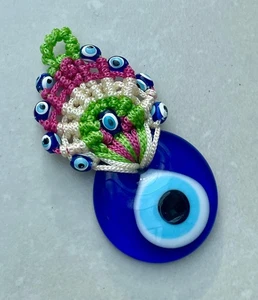 Handcrafted Macrame Evil Eye Wall Hanging, Your Good Luck Charm - Picture 1 of 10