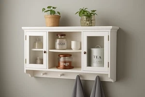 Perchero de pared blanco-moderno perchero de madera, lacado mate - Imagen 1 de 7