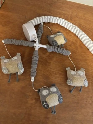 Levtex Baby Musical Mobile Tan Gray Owls -Video - Image 1 of 4