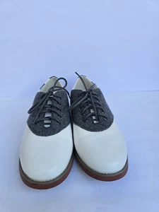 Eastland Womens Sadie Saddle Oxford Shoes White/gray Wool Size 39.5/8M - Picture 1 of 11