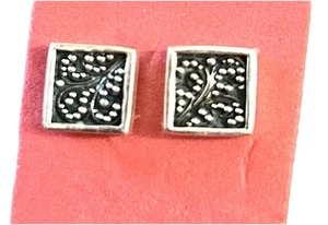 Lois Hill Sterling Silver Scroll Milgrain Square Post Earrings Vintage - Bild 1 von 3