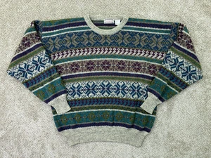 Suéter Lázaro Para Hombre Grande Verde Gris Tejido con Cable Lana Azteca Acrílico DE COLECCIÓN - Imagen 1 de 6