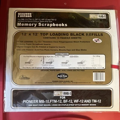 6 paquetes Pioneer RMW-5 carga superior 12x12 memoria álbum de recortes negro recarga (5 páginas por) Foto 1 de 4