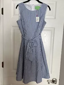 PAPPAGALLO NEW WITH TAGS Women's Striped Self-tie Pleated Fit & Flare Dress - 8 - Picture 1 of 4