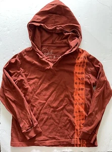 Peek Hoodie Boys Girls M 6 7 Rust Orange Tie-Dye Stripe Lightweight Long Sleeve - Picture 1 of 6