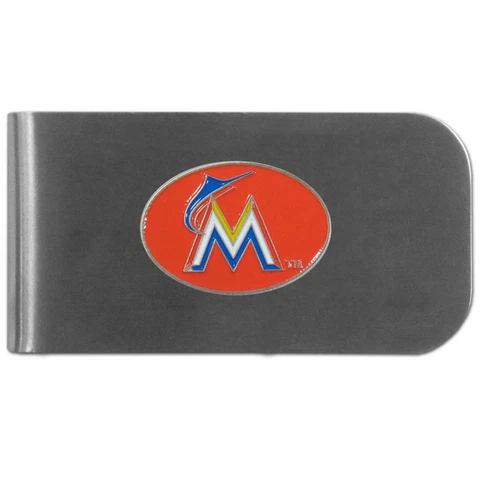 Miami Marlins Brushed Steel Bottle Opener Money Clip [NEW] MLB Cash Wallet Cover