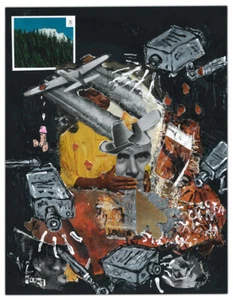 Original JUSTIN AERNI assemblage Painting circa 2016 pop : WEST IS DEAD - Picture 1 of 1