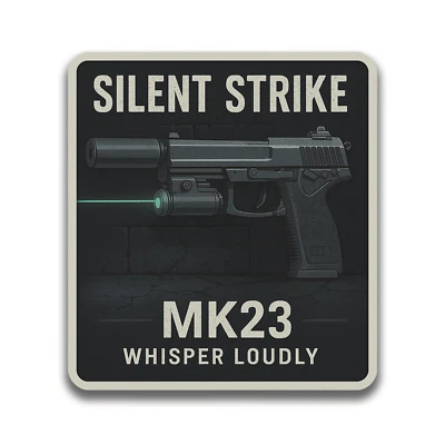 MK23 Aufkleber 3 Zoll Vinyl Decal Vintage H&K Heckler & Koch PDW Silent Strike - Bild 1 von 2