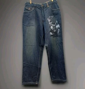 Pantalones de mezclilla de colección marca Makaveli para hombre 36x34 Y2K holgados Tupac Shakur años 90 pierna ancha MK-71 - Imagen 1 de 23