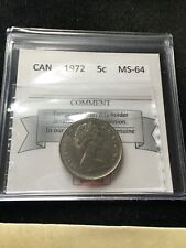 1972  Coin Mart Graded Canadian, Five Cent, **MS-64**