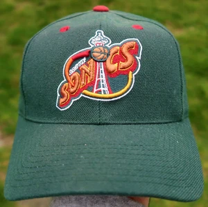 Vtg SEATTLE SUPER SONICS Snapback HAT, Wool Blend - PUMA, 1990's 3D - Picture 1 of 8