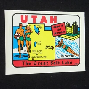 Utah Travel Label Decal Luggage Car Stickers w/Sleeve 3" x 4-1/2" - Bild 1 von 2