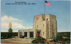 ELEVATOR BUILDING Carlsbad Caverns National Park, New Mexico NM linen - Postcard - Picture 1 of 2