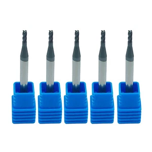 5Pcs 2.5mm Dia 4mm Shank 50mm Long HRC45 Carbide AlTiN Coated 4 Flute End Mill - Picture 1 of 4