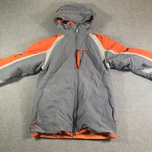 LL Bean Lined 3-in-1 Jacket Boys Size Small Gray/Orange Colorblock Packable Hood - Picture 1 of 10