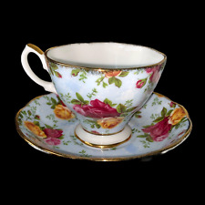 Royal Albert Old Country Rose BLUE DAMAS  Bone China Tea Cup and Saucer 2002