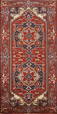 Heriz Serapi Splendor Indian Hand-Knotted Accent Rug Décor 3x6 ft - Image 1 of 4