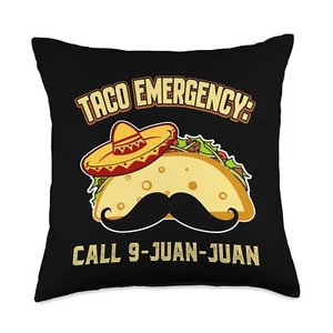 Taco 9 Juan Funny Cinco De Mayo Mexican Throw Pillow 18x18 Multicolor - Picture 1 of 4